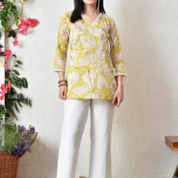 DECKEDUP Green Cotton Floral Tunic image 4