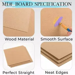 EDUWAY 45x61 cm MDF Board Wood Sheet Natural Wood Tone with 4 mm Thickness for Mandala Art, Lippan Art, Resin Art, Craft Projects (Pack of 4) image 4