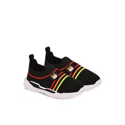 Trump Kids Striped Contrast Sole Round Toe Slip-On Sneakers-picture-20