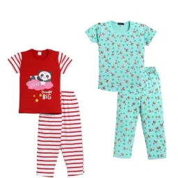 Todd N Teen Kids Multicolor PrintedT-Shirt (Pack Of 2) WithPyjamas (Pack Of 2)-image-80