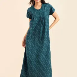 Sweet Dreams Teal Green Printed Night Gown-picture-23
