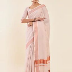Soch Peach Cotton Woven Saree With Unstitched Blouse-picture-45