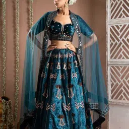 AHI Clothing Embroidered Mirror Work Ready to Wear Lehenga & Blouse With Dupatta image 3
