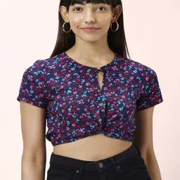 People by Pantaloons Blue Floral Print Crop Top-image-36