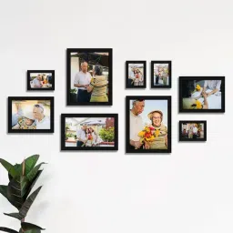 Art Street Black Synthetic Large Collage Wall Photo Frame - Set of 9-picture-12