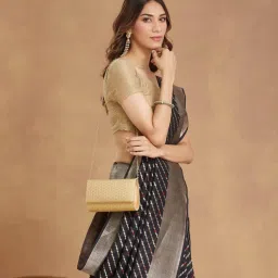 fabindia fashion Fabindia Gold Silk Blend Clutch with Detachable Strap (M)-picture-18