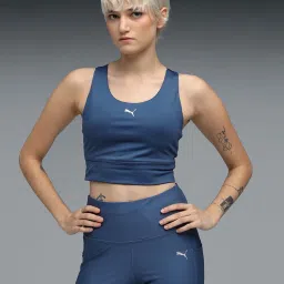 Puma Womens Longline Padded Sports Bra Blue-image-85