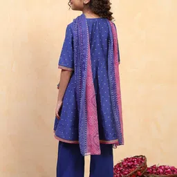 Biba Girls Ethnic Motifs Printed Angrakha Kurta with Trousers & With Dupatta image 5