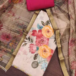 KIMISHA Floral Printed Beads and Stones Unstitched Dress Material-image-40