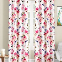 SEJ by Nisha Gupta Floral Eyelet Long Door Curtains Pack of 2 - White Red-picture-8