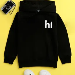 NUSYL Cotton Fleece Unisex Full Sleeves Hi Print Hooded Sweatshirt - Black-picture-11