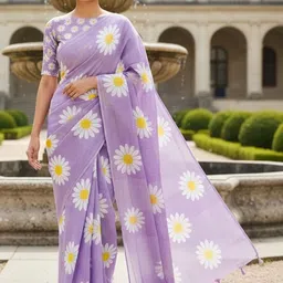 Moda Rapido Floral Linen Blend Saree-picture-28