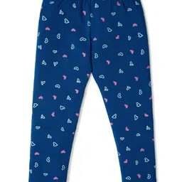Nino Togs Pack Of 3 Ice Cream & Floral  Printed Bio Washed Cotton Lycra Leggings Set -  Blue Grey & Pink image 3