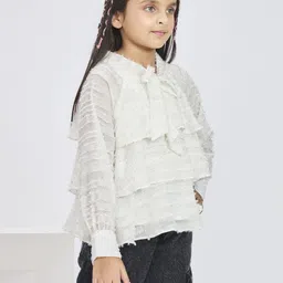 Peppermint Print Tie-Up Neck Chiffon Top image 2