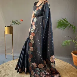 Mufa Floral Woven Design Saree with Blouse Piece-picture-33