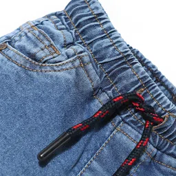 Babyhug Cotton Denim Full Length Washed Jeans with Stretch & Pocket - Blue image 3