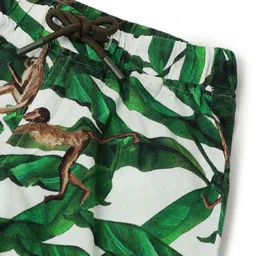Tales & Stories Cotton Woven Jungle Theme Print Shorts - Dark Green image 4