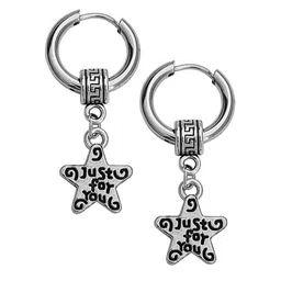 M Men Style Stainless Steel Silver-Plated Geometric Hoop Earrings image 3