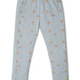 Nino Togs Pack Of 3 Ice Cream & Floral  Printed Bio Washed Cotton Lycra Leggings Set -  Blue Grey & Pink image 5
