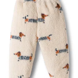 Mark & Mia Full Raglan Sleeves Co-ords Winter Wear Night Suit with Puppy Print - Beige image 5