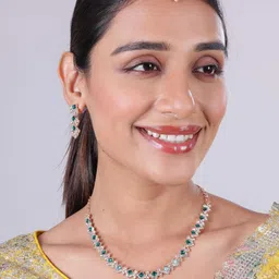 VATSALYA creation Alloy Gold- plated Green Jewellery Set-picture-16