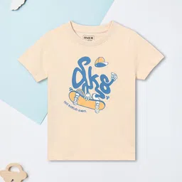 max Boys Typography Printed Pure Cotton T-shirt-image-40