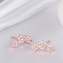 Zavya Triple Star CZ Rose Gold-Plated 92.5 Sterling Silver Stud-picture-2