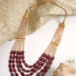 Teejh Aarushi Red Bead & Pearl Necklace-picture-25