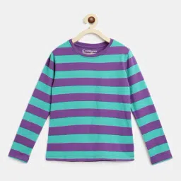 Campana Kids Purple & Green Striped Full Sleeves Top-image-10