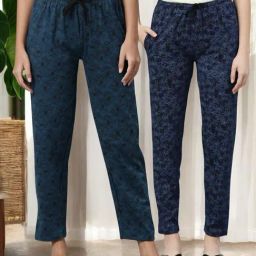 Kryptic Blue & Teal Cotton Relaxed Fit Printed Lounge Pants - Pack of 2-picture-15