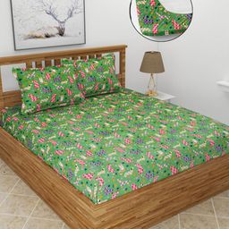 MORADO GreenCartoon Characters Printed Wool 210 TC Queen Bedsheet Set 1.82 m x 1. 98 m-picture-29