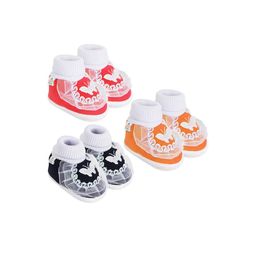 Neska Moda 0 To 12 Months Baby Boys & Baby Girls Pack of 3 Pair Soft Cotton Butterfly Frill Booties (Toe to Heel Length - 12 cm, Black, Red, Orange)-picture-17