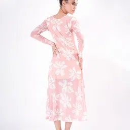 clobug Women Floral Printed Net A-Line Midi Dress image 2