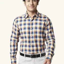 YU by Pantaloons Orange Cotton Slim Fit Checks Shirt-image-13