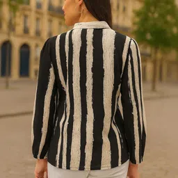 Ruhaans Striped Georgette Top image 2