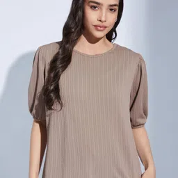 Selvia Women Textured Round Neck Top image 2
