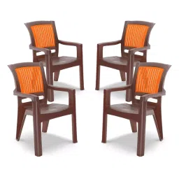 Maharaja Singham 104 Plastic Chair Brown & Orange (Set of 4)-image-70
