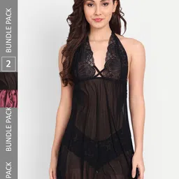 FIMS Pack of 2 Net Halter Neck Baby Dolls-picture-36