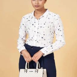 Annabelle by Pantaloons White Linen Printed Shirt-picture-48