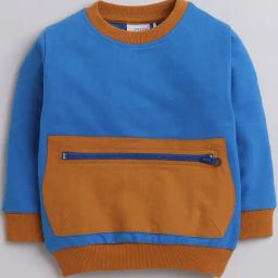 Bumzee Kids Blue Solid Full Sleeves Sweatshirt-picture-1