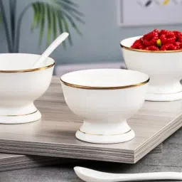 Sonaki White Bone China Ice Cream Cup With Spoon - Set Of 12-image-16