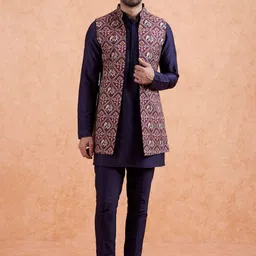 KISAH Men Solid Kurta with Trousers-picture-19