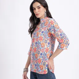 Anouk Rustic Floral Printed Mandarin Collar Straight Kurti image 2