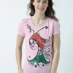 Huetrap Women Pink Printed Round Neck T-shirt-image-31