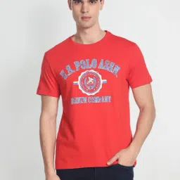 U.S. Polo Assn. Red Cotton Slim Fit Printed T-Shirt-image-29