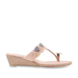 Mochi Women's Rose Gold Toe Ring Wedges-picture-22