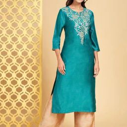 Rangmanch by Pantaloons Blue Embellished Straight Kurta-picture-44