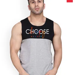 SLOWLORIS Pack Of 2 Printed Combed Cotton Gym VestsVSL26 CMB(CHS BLACKGREY)(ADV BLACKRED)-picture-21