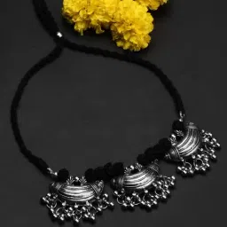 Fida Tribal Motif Silver Necklace-image-94