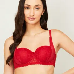 Ginger by Lifestyle Red Self Pattern Balconette Bra-picture-12